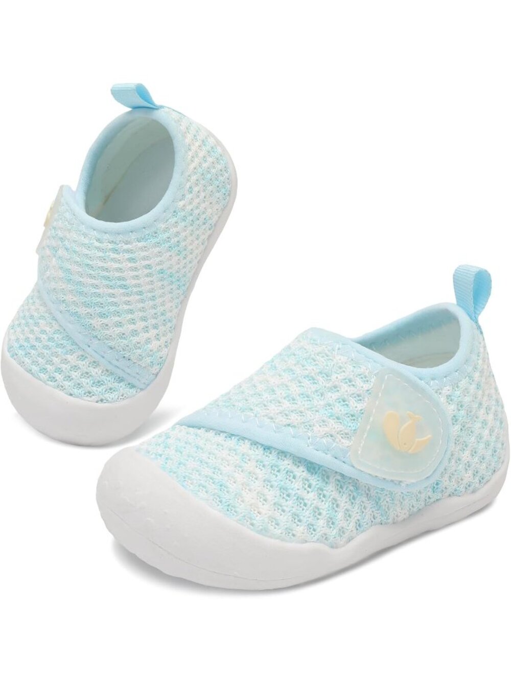 Baby Blue White Knit Walking Wide Shoes Infant Newborn Crib Barefoot Sneakers
